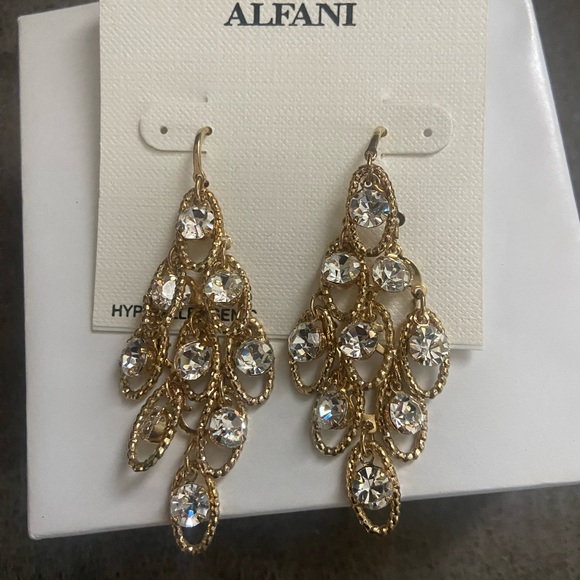 Macy's Alfani Gold Crystal Chandelier Earrings - Picture 1 of 2